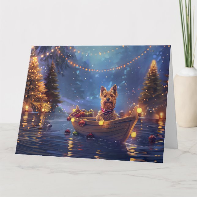 Australian Terrier Jul Festlig resa Kort (Framsida)