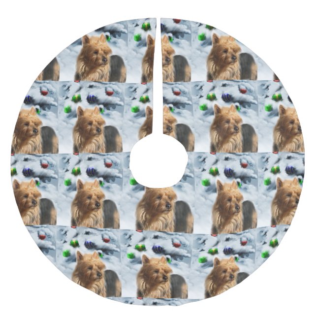 Australian Terrier-jul Julgransmatta Borstad Polyester (Framsidan)