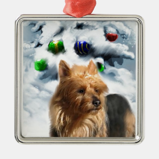 Australian Terrier-jul Julgransprydnad Metall (Framsidan)