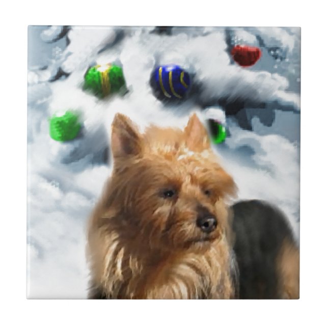Australian Terrier jul Kakelplatta (Framsidan)