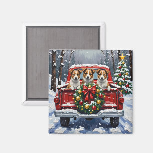 Australian Terrier Jul Röda Lastbil Holiday Magnet