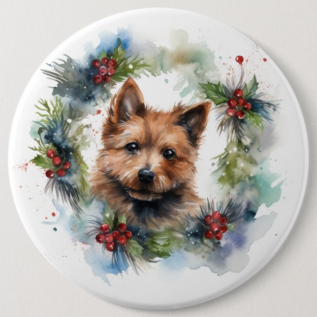 Australian Terrier-julen, Festive Valp Knapp (Framsida)