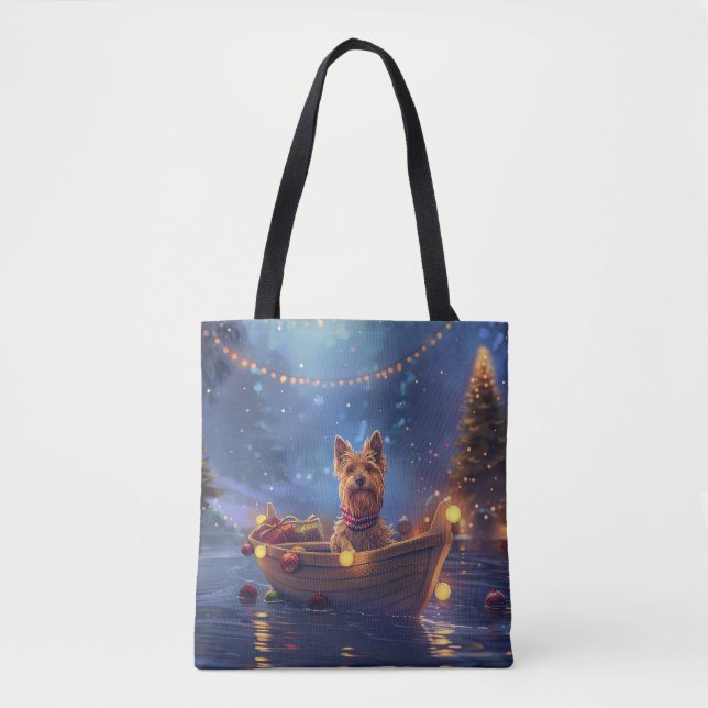 Australian Terrier Julfirande resa Tygkasse (Framsida)
