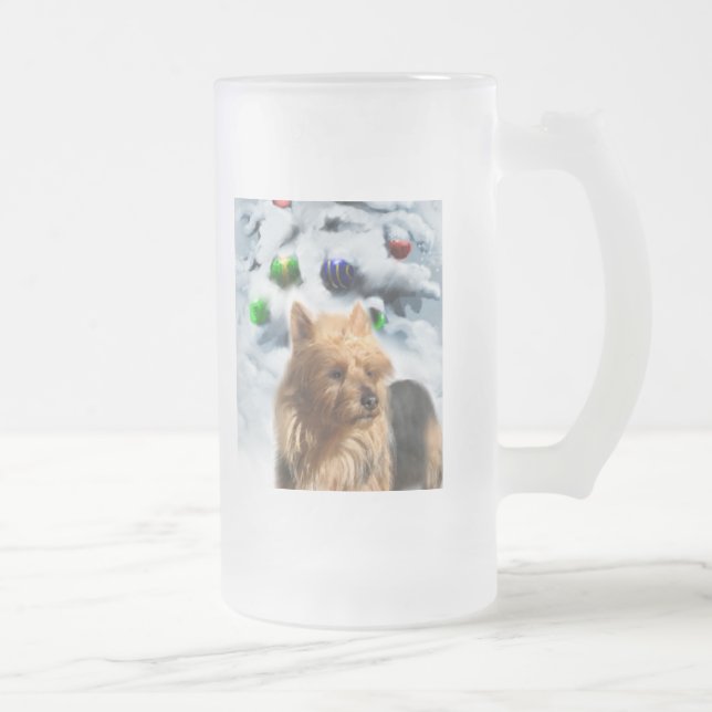 Australian Terrier-julgåvor Frostat Ölglas (Höger)
