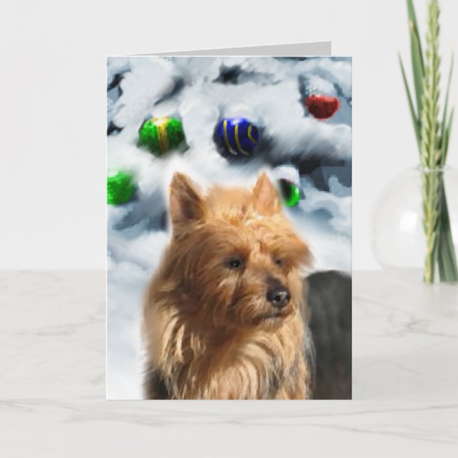 Australian Terrier-julgåvor Helgkort (Framsida)