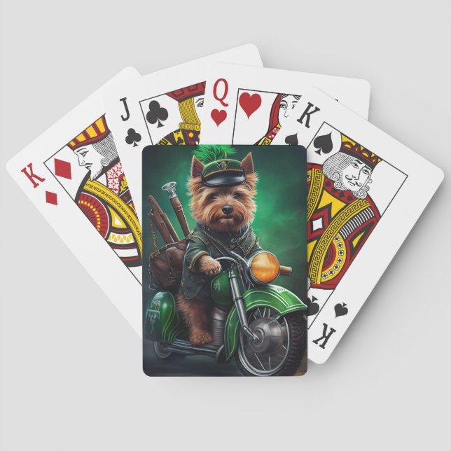 Australian Terrier kör cykel St. Patrick's Day Casinokort (Baksidan)