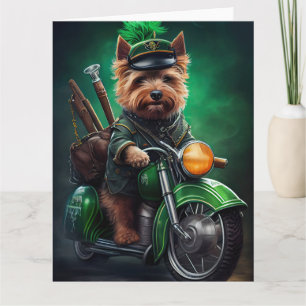 Australian Terrier kör cykel St. Patrick's Day Kort