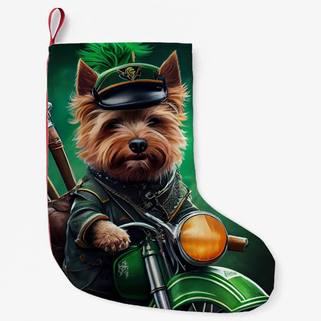 Australian Terrier kör cykel St. Patrick's Day Liten Julstrumpa (Framsidan)