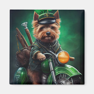 Australian Terrier kör cykel St. Patrick's Day Magnet