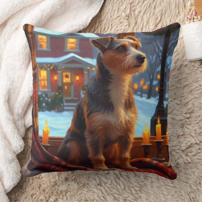 Australian Terrier med julbelysning Holiday Kudde (Filt)