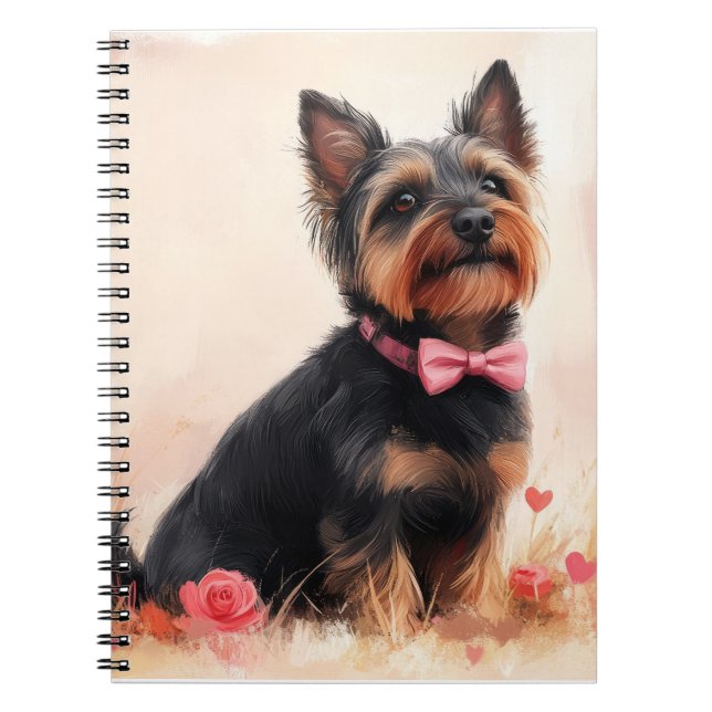 Australian Terrier med rosor - Alla hjärtans dag Anteckningsbok (Framsidan)