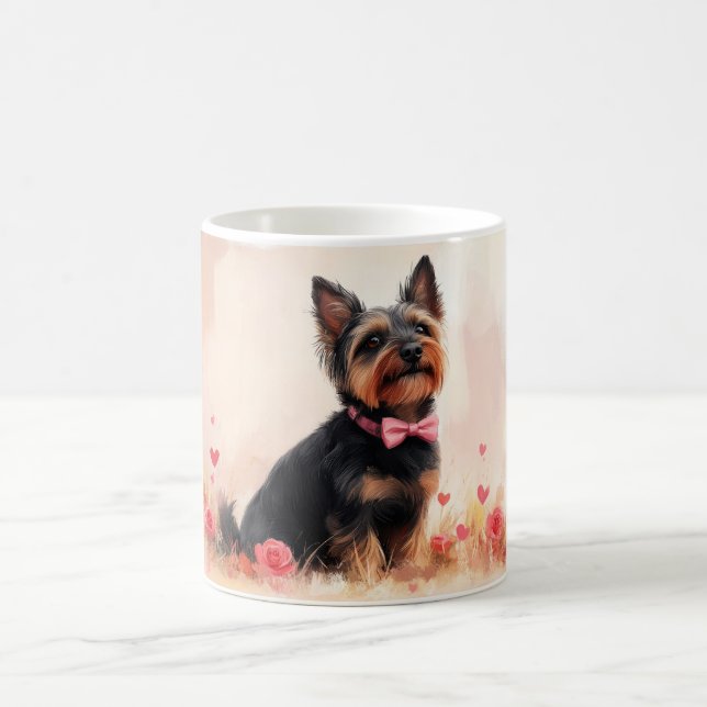Australian Terrier med rosor - Alla hjärtans dag Kaffemugg (Center)