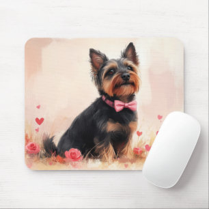 Australian Terrier med rosor - Alla hjärtans dag Musmatta