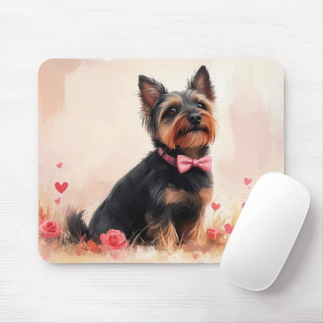 Australian Terrier med rosor - Alla hjärtans dag Musmatta (Med mus)