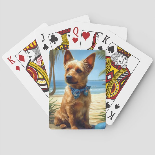 Australian Terrier på Beach hund älskare sommargåv Casinokort (Baksidan)
