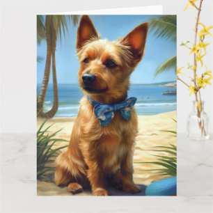 Australian Terrier på Beach hund älskare sommargåv Kort