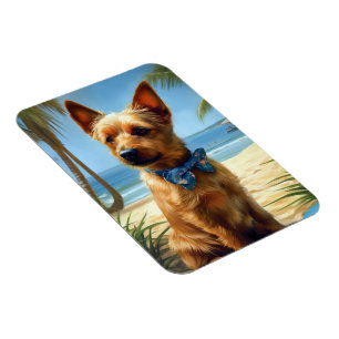 Australian Terrier på Beach hund älskare sommargåv Magnet