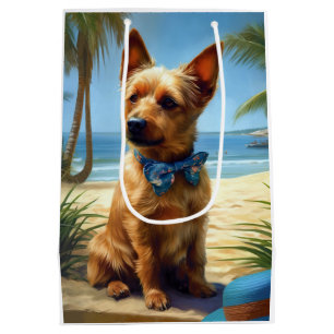 Australian Terrier På Strand hundälskare sommarpre