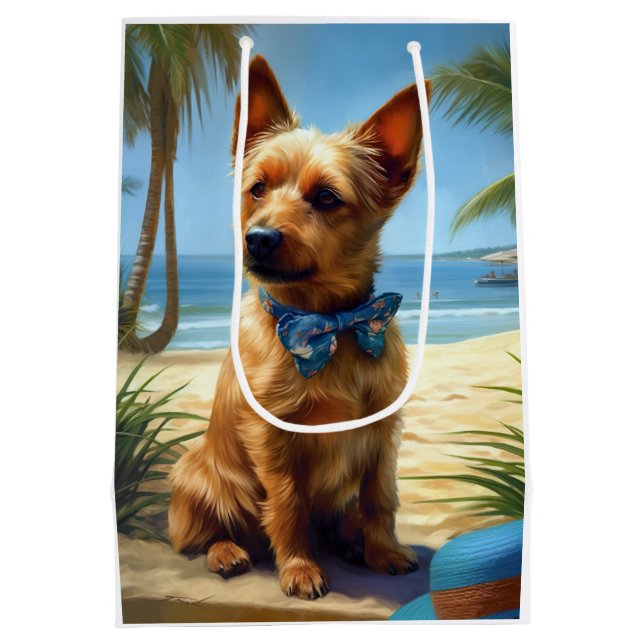 Australian Terrier På Strand hundälskare sommarpre (Baksidan)