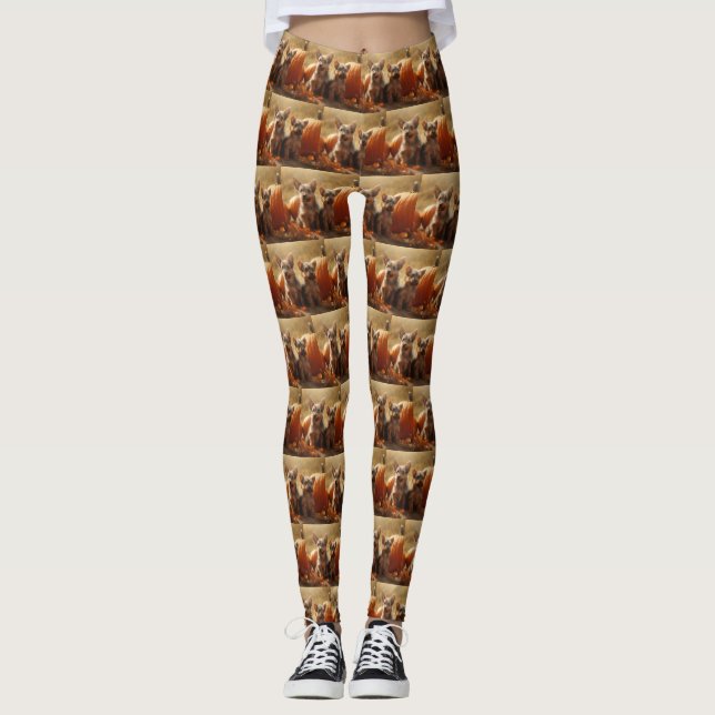 Australian Terrier Puppy Autumn Delight Pumpkin Leggings (Framsida)