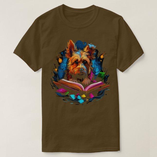 Australian Terrier Reads Bok T Shirt (Design framsida)