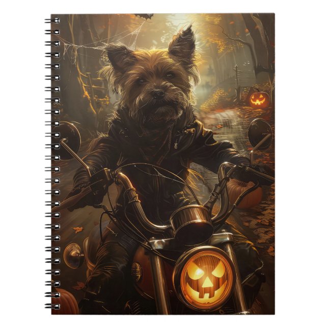 Australian Terrier Riding Motorcycle Halloween Anteckningsbok (Framsidan)