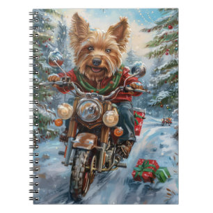 Australian Terrier Riding Motorcycle jul Anteckningsbok
