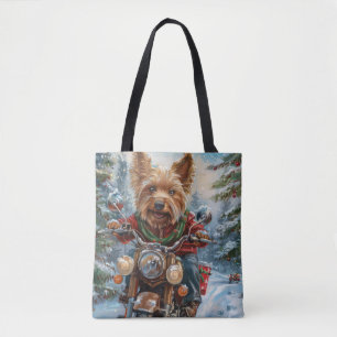 Australian Terrier Riding Motorcycle jul Tygkasse