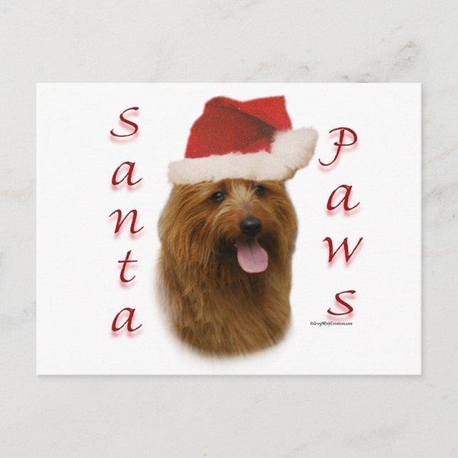 Australian Terrier Santa Tassar Helg Vykort (Framsida)