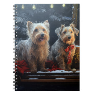 Australian Terrier Snowy Sleigh juldeeller Anteckningsbok