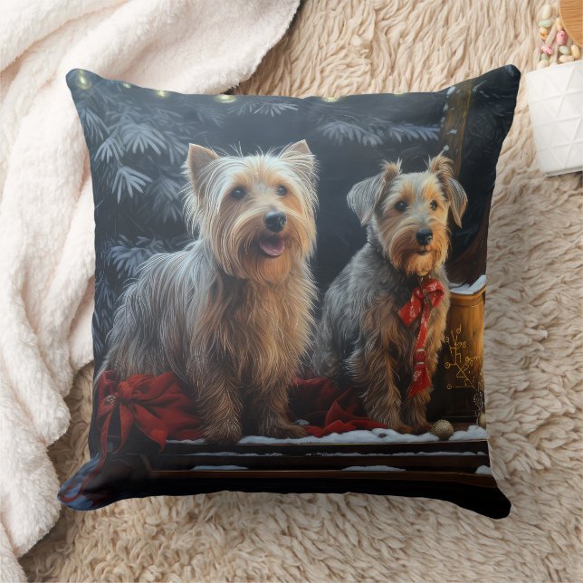 Australian Terrier Snowy Sleigh juldeeller Kudde (Filt)