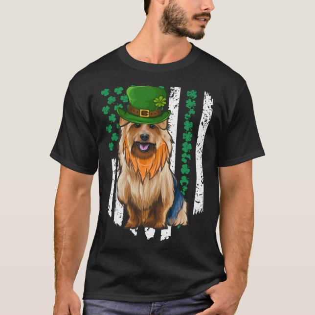 Australian Terrier St Patricks Day Irish American  T Shirt (Framsida)