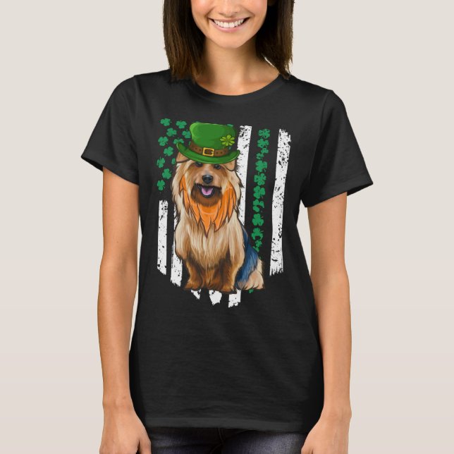 Australian Terrier St Patricks Day Irish American  T Shirt (Framsida)