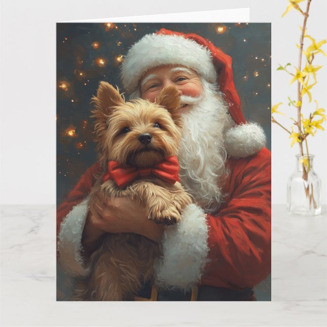 Australian Terrier Tomte Julfirande jul Kort (Gul blomma)