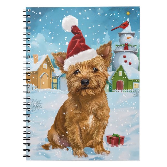 Australian Terrier Winter Wonderland jul Anteckningsbok (Framsidan)