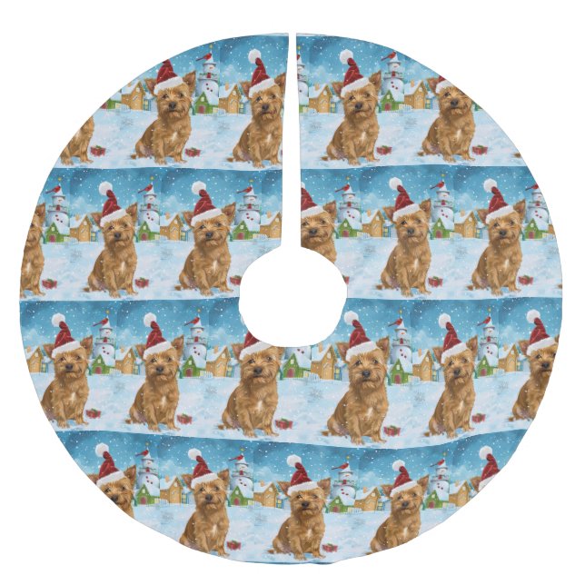 Australian Terrier Winter Wonderland jul Julgransmatta Borstad Polyester (Framsidan)