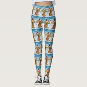 Australian Terrier Winter Wonderland jul Leggings