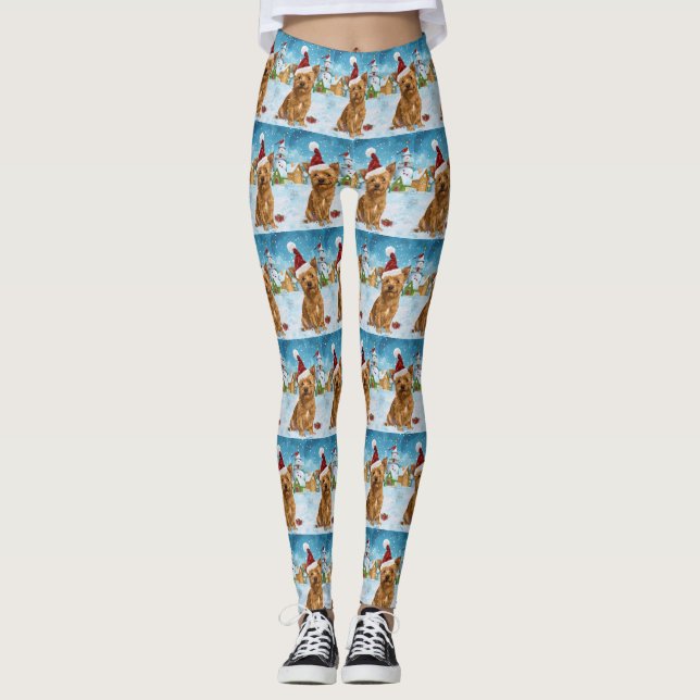 Australian Terrier Winter Wonderland jul Leggings (Framsida)