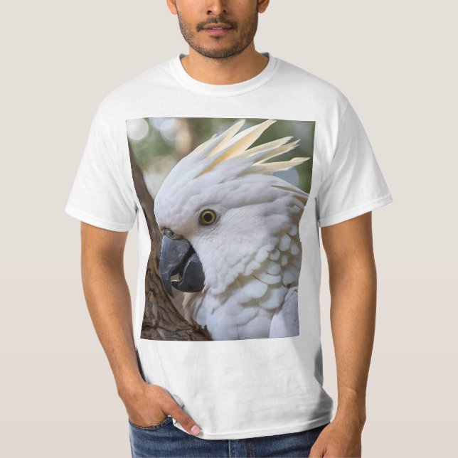 Australian White Cockatoo Parrot T Shirt (Framsida)