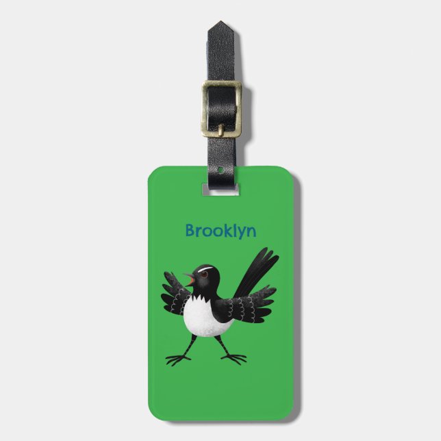 Australian Willie Wagtail tecknad Bagagebricka (Vertikal Framsida)
