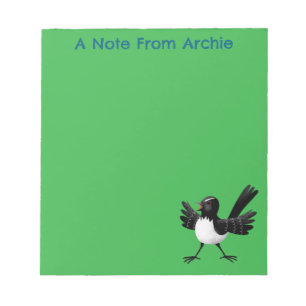 Australian Willie Wagtail tecknad personlig Anteckningsblock