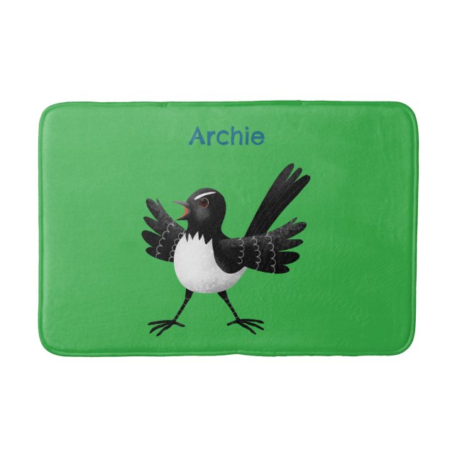 Australian Willie Wagtail tecknad personlig Badrumsmatta (Framsidan)