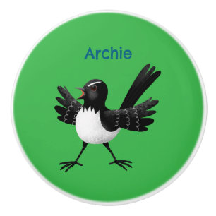 Australian Willie Wagtail tecknad personlig Knopp