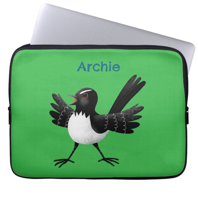 Australian Willie Wagtail tecknad personlig Laptop Fodral (Framsidan)