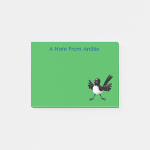 Australian Willie Wagtail tecknad personlig Post-it Block
