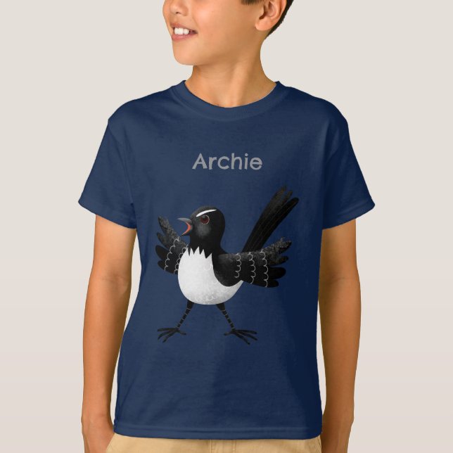 Australian Willie Wagtail tecknad personlig T Shirt (Framsida)