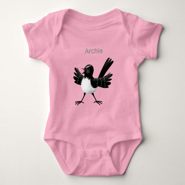 Australian Willie Wagtail tecknad personlig T Shirt (Framsida)