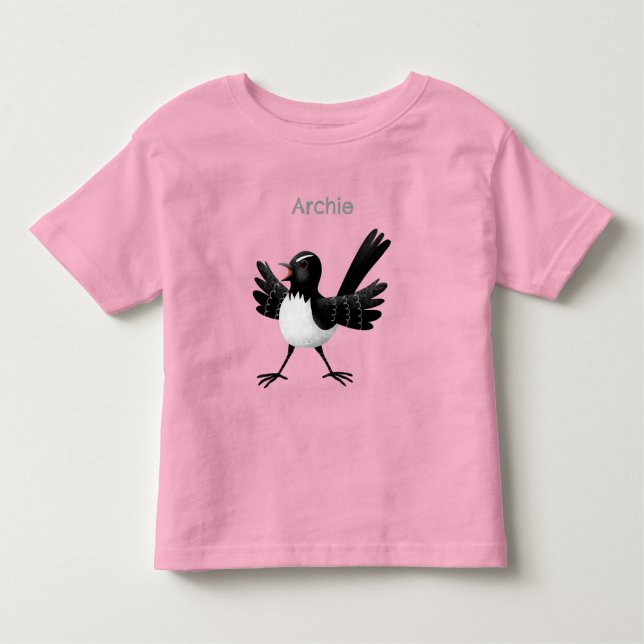 Australian Willie Wagtail tecknad personlig T Shirt (Framsida)