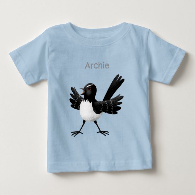 Australian Willie Wagtail tecknad personlig T Shirt (Framsida)