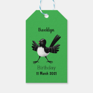 Australian Willie Wagtail tecknad Presentetikett